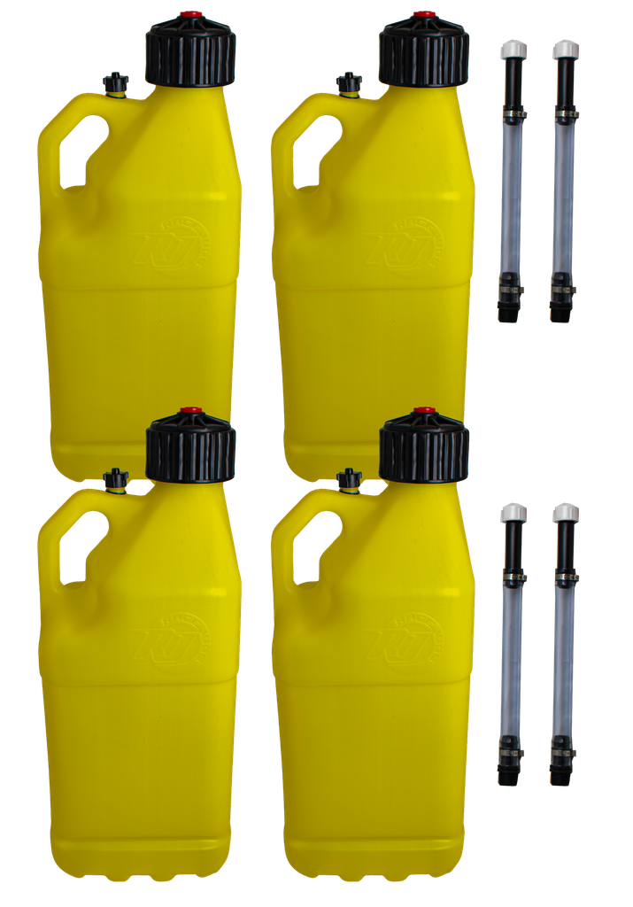 Multi Purpose Utility 5 Gallon Jug w/ Deluxe Jug Hose, 4 Pack, Yellow - R8304YL