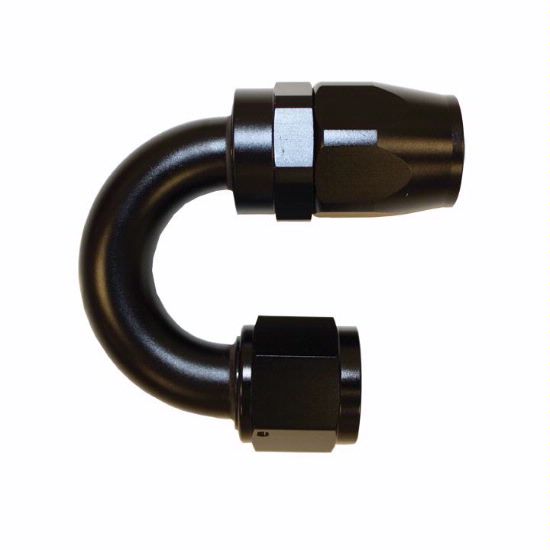 Aluminum 180 Degree Reuseable Fitting -8 Black - 4063BLK