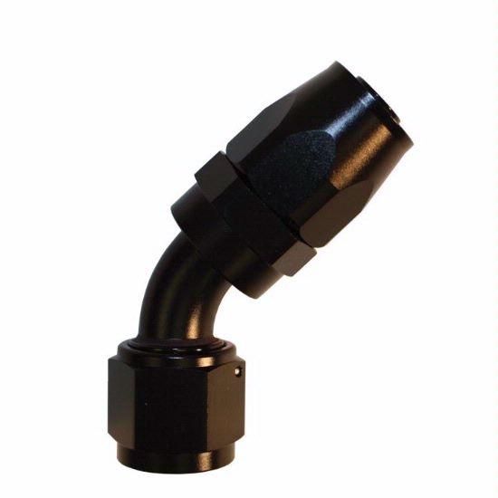 Aluminum 45 Degree Reuseable Fitting -10 Black - 4024BLK