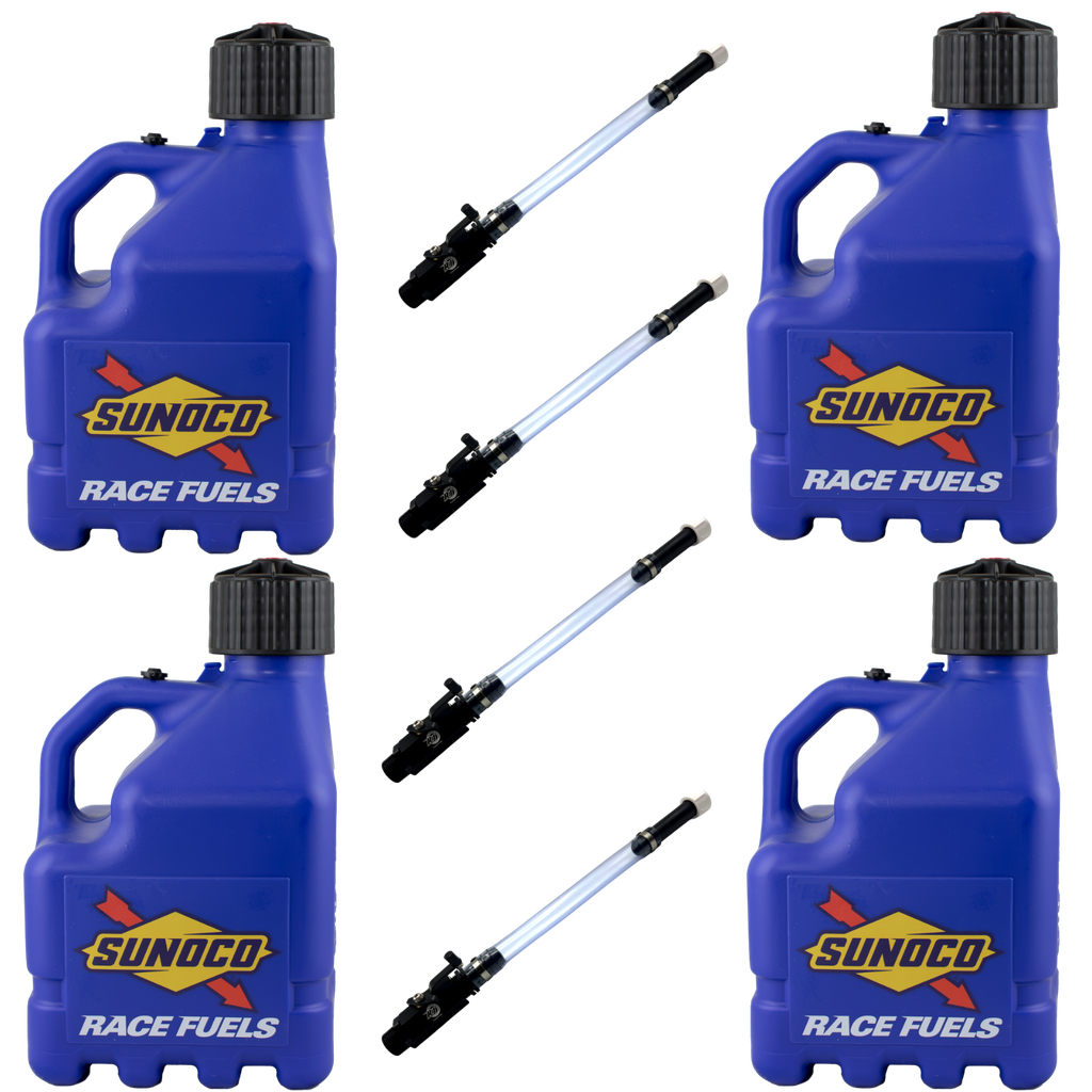 3 Gallon Jug, Vented, w/ Aluminum Valve Hose, 4 Pack, Blue - R3004BL-4045