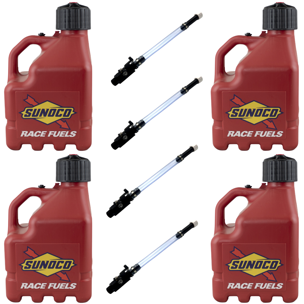 3 Gallon Jug, Vented, w/ Aluminum Valve Hose, 4 Pack, Red - R3004RD-4045