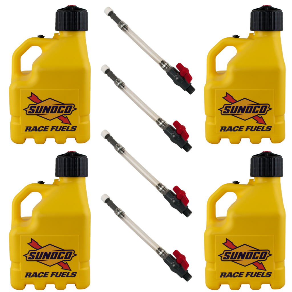 3 Gallon Jug, Vented, w/ Plastic Valve Hose, 4 Pack, Yellow - R3004YL-5226