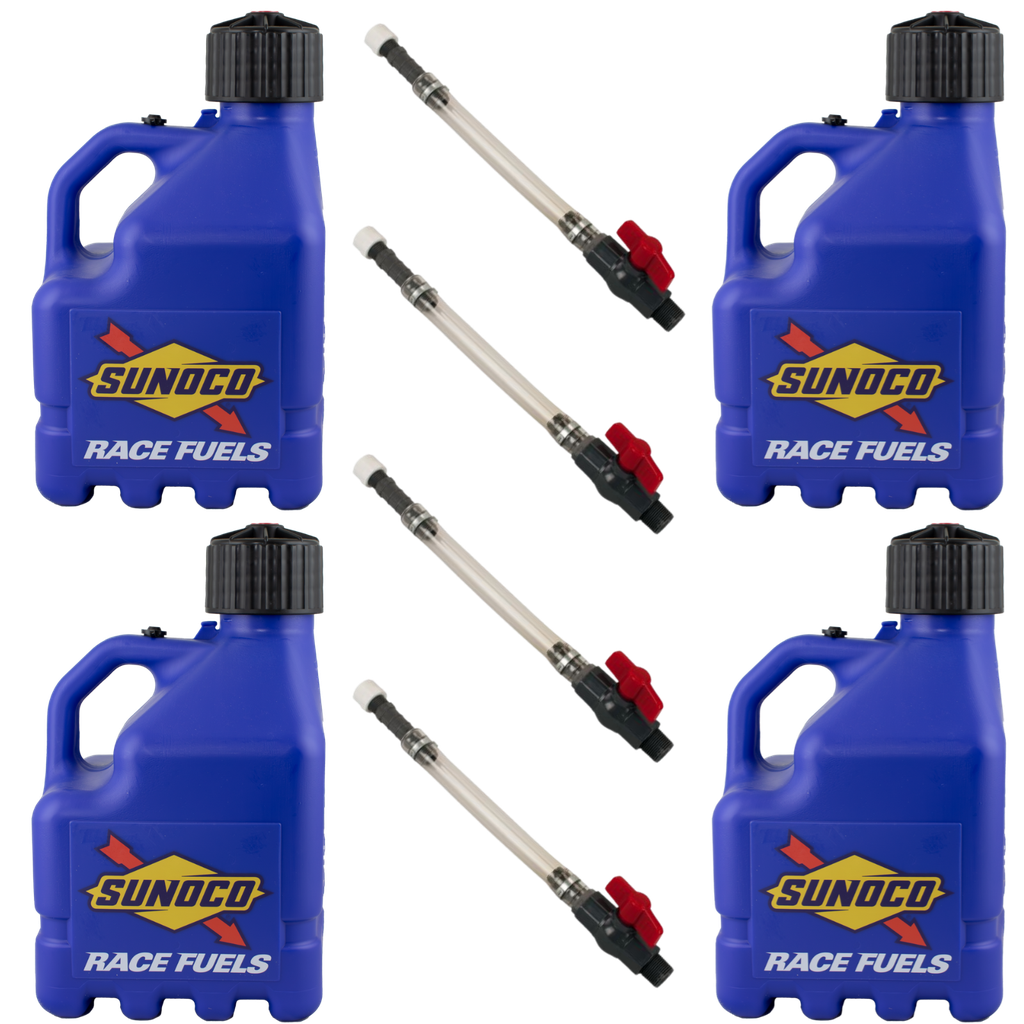 3 Gallon Jug, Vented, w/ Plastic Valve Hose, 4 Pack Blue - R3004BL-5226
