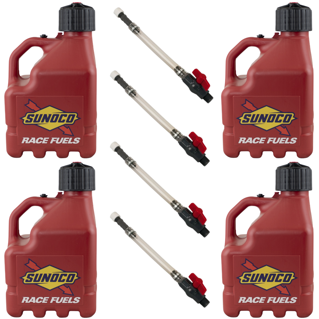3 Gallon Jug, Vented, w/ Plastic Valve Hose, 4 Pack, Red - R3004RD-5226