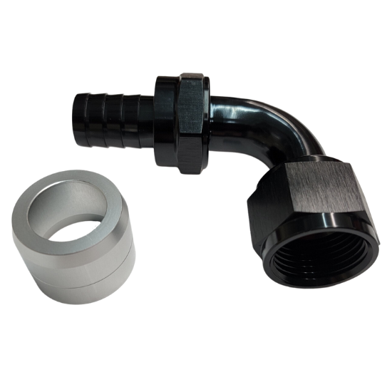 Aluminum 90 Degree Crimp Fitting, -16 AN, Black - 4236BLK