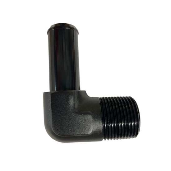 Barb Fitting, 3/4" NPT to 3/4" Barb, 90 Degree, Black - 984212BLK
