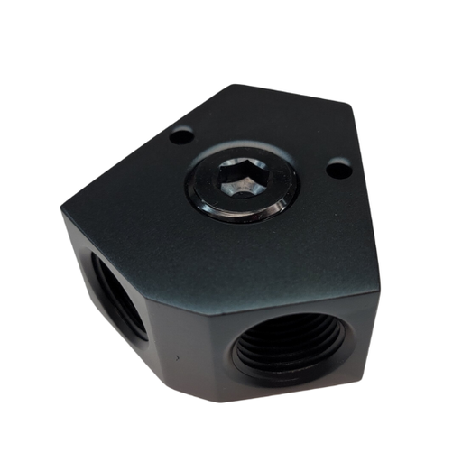 [PRF12YBLK] Aluminum Inline Y-Block 1/2" NPT Black - 12YBLK