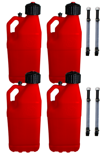 [RAJR8304RD] Multi Purpose Utility 5 Gallon Jug w/ Deluxe Jug Hose, 4 Pack, Red - R8304RD