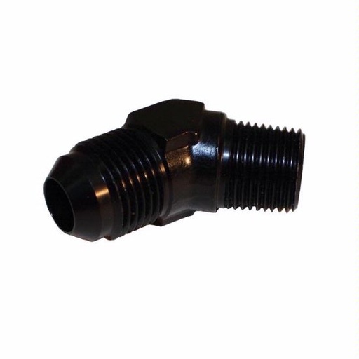 [PRF2024BLK] 45 Degree Male Elbow, -10 AN to 1/2" NPT, Black - 2024BLK