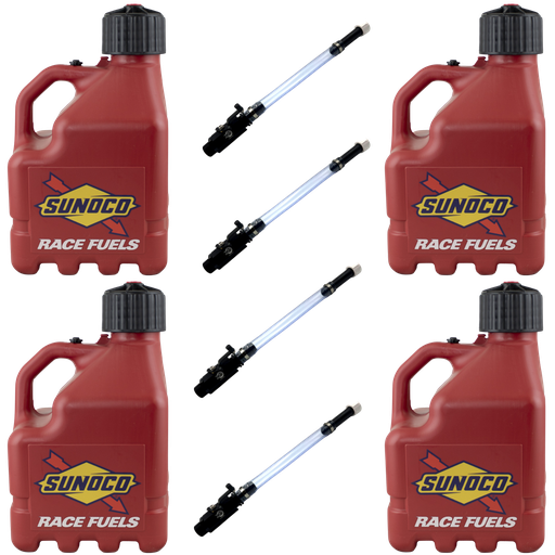 [RAJR3004RD-4045] 3 Gallon Jug, Vented, w/ Aluminum Valve Hose, 4 Pack, Red - R3004RD-4045