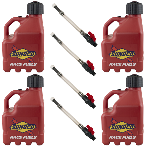 [RAJR3004RD-5226] 3 Gallon Jug, Vented, w/ Plastic Valve Hose, 4 Pack, Red - R3004RD-5226