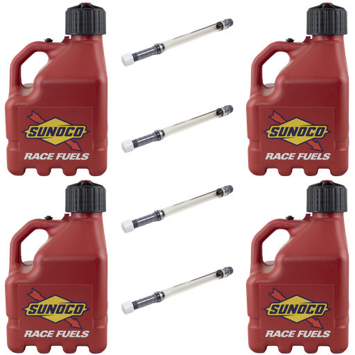 [RAJR3004RD-3044] 3 Gallon Jug, Vented, w/ Deluxe Hose, 4 Pack, Red - R3004RD-3044