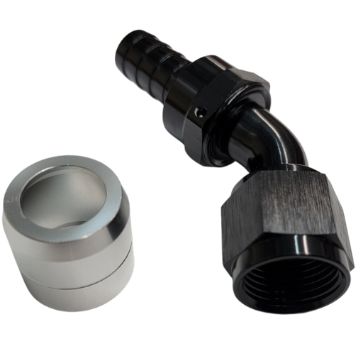 [PRF4224BLK] Aluminum 45 Degree Crimp Fitting, -10 AN, Black - 4224BLK